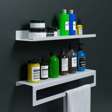 Держатель для полотенец и настенная навесная полка для ванной комнаты 50 см Белая