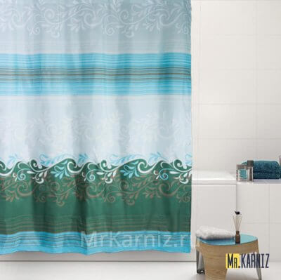 Штора для ванной Waves синяя